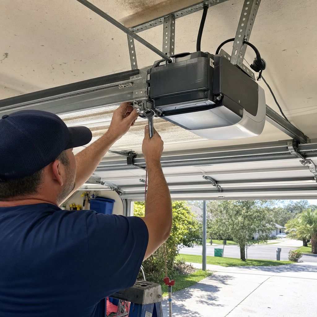 Professional installing and repairing garage door openers